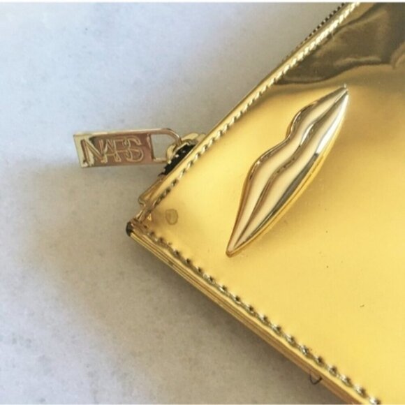 NARS gold zippy pouch cosmetic makeup case lips - Picture 3 of 7